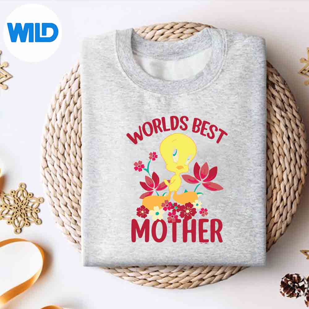 Alternative view of Looney Tunes Mothers Day Tweety Worlds Best Mom SVG PNG