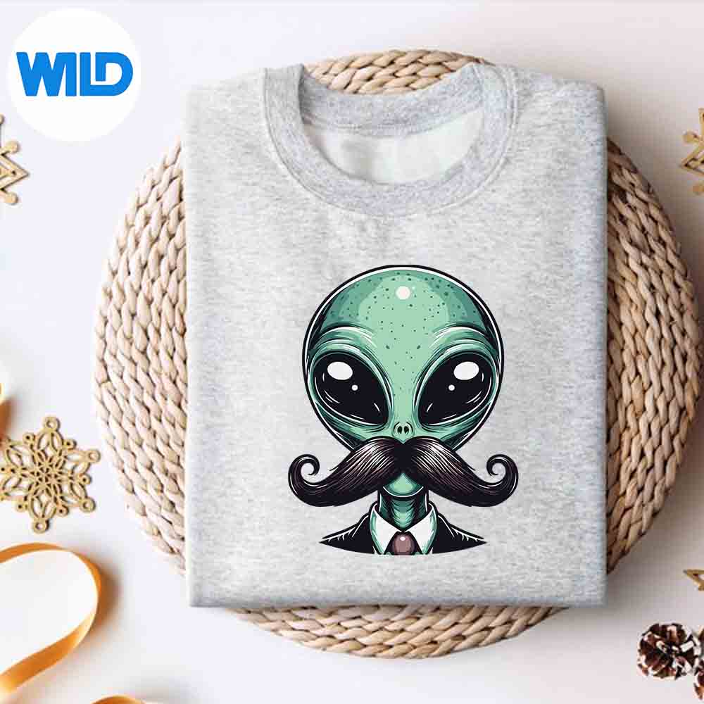 Alternative view of Mister Alien Alien Ufo With A Big Mustache SVG PNG Download