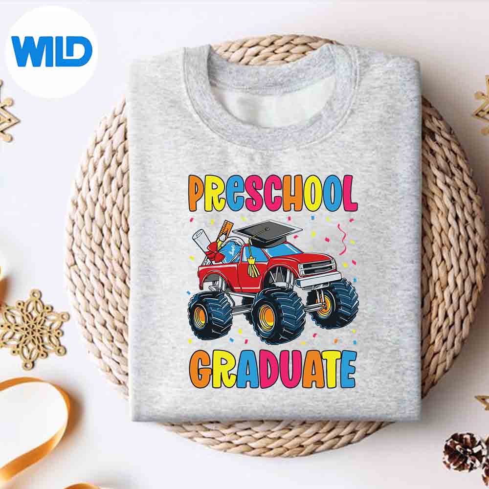 Alternative view of Preschool Graduation Monster Truck Preschool Graduate Silhouette SVG PNG Cut File