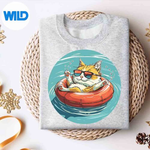 PrettyRelaxedCatInTubingFunForRiverAndWaterLoverssweater 1