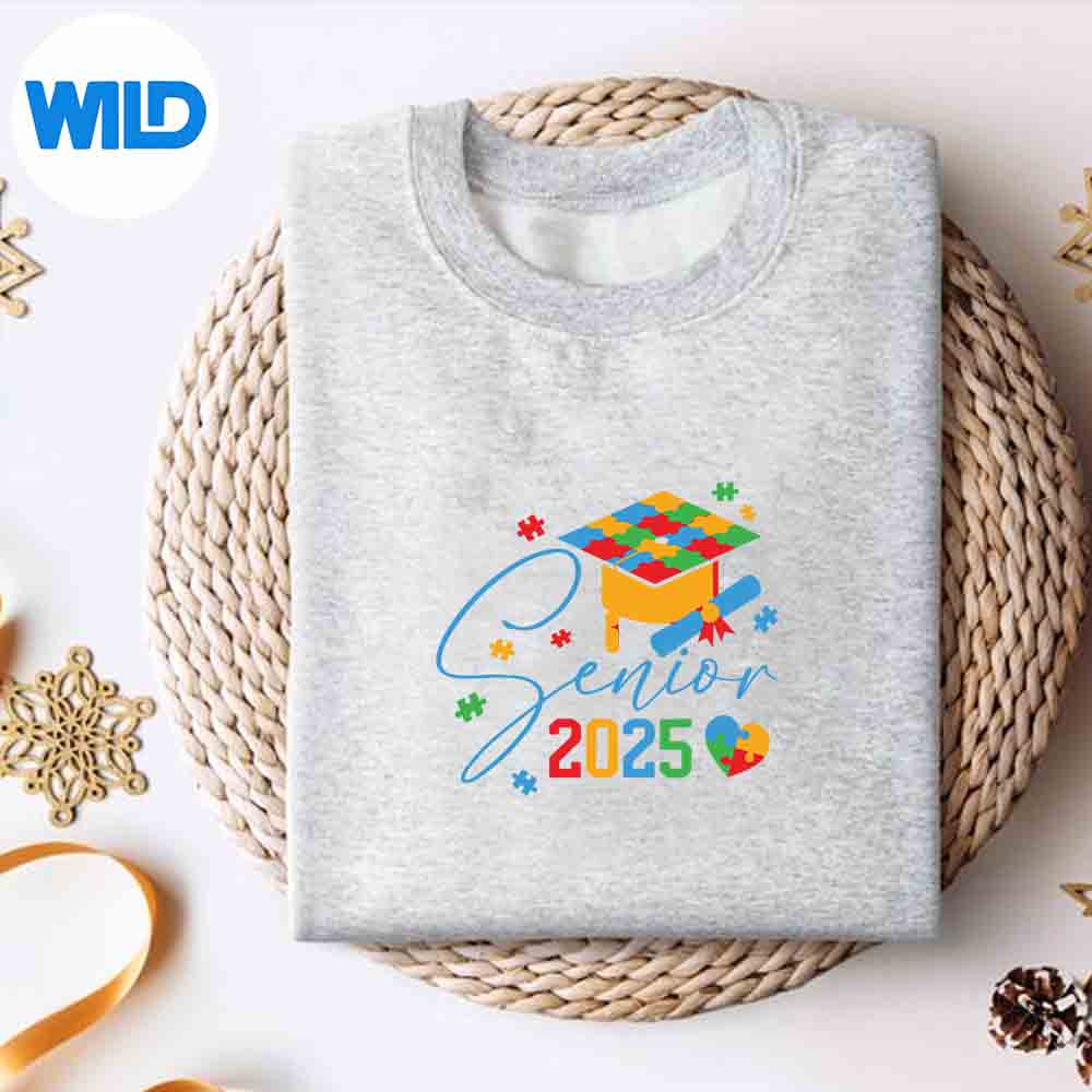 Alternative view of Puzzle Autistic Senior 2025 Autism Graduation Girls SVG PNG Download