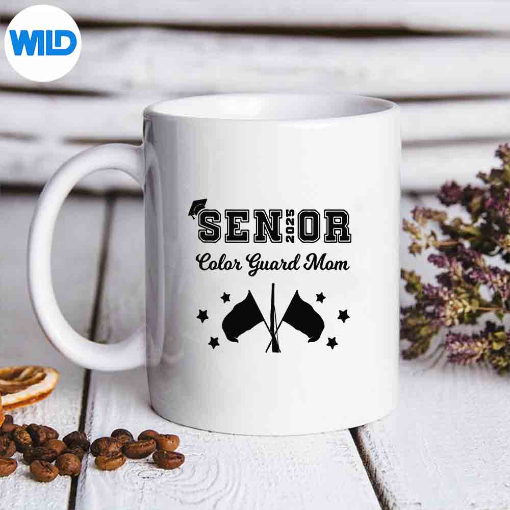 Senior 2025 Color Guard Mom Marching Band Senior Night Surprised Happy PNG SVG for Cricut