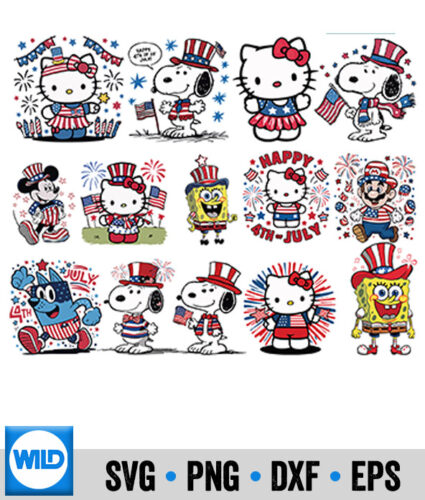 27 Cartoon Products In Independence Day Bundle SVG PNG Digital Download 4 4th of july bundle free 3