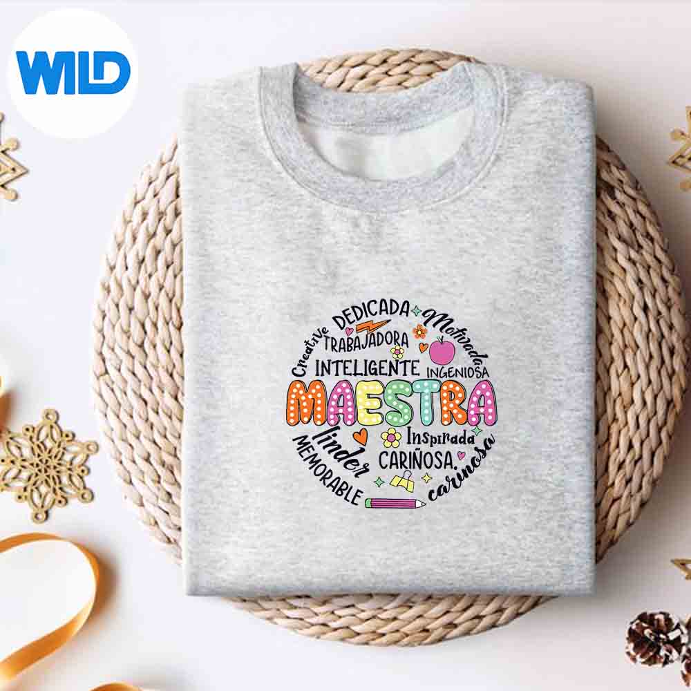 Alternative view of Back To School Maestra Cute Spanish Teacher Wonderful Excited SVG Cut File