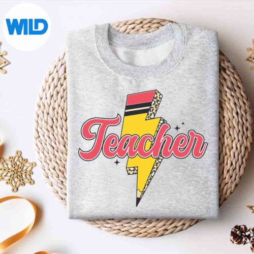 BackToSchoolPencilLightningBoltTeacherCuteFirstDaysweater