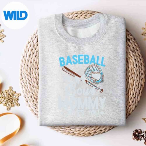 BaseballOrBowsMommyLovesYouGenderRevealPartysweater