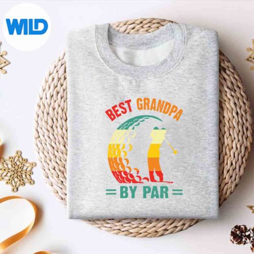 Best Grandpa By Par Golf Fathers Day Golfing Vintage Vector Design 4 BestGrandpaByParGolfFathersDayGolfingVintagesweater