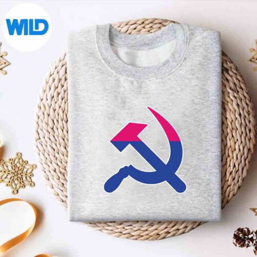 BisexualCommunismHammerAndSickleSymbolBiPridesweater