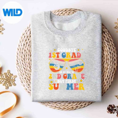 Bye Bye First Grade Hello Summer Last Day Of School Vector Design 4 ByeByeFirstGradeHelloSummerLastDayOfSchoolsweater