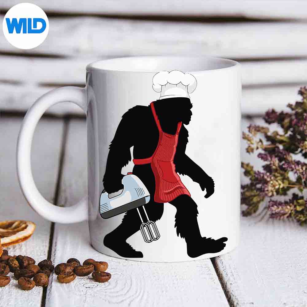 Chef Bigfoot Sasquatch In Kitchen Cooking Baking Hand Mixer Cut File 7
