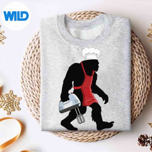 ChefBigfootSasquatchInKitchenCookingBakingHandMixersweater