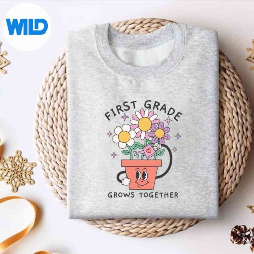 First Grade Grows Together Vintage SVG PNG Digital Design 4 FirstGradeGrowsTogetherVintagesweater