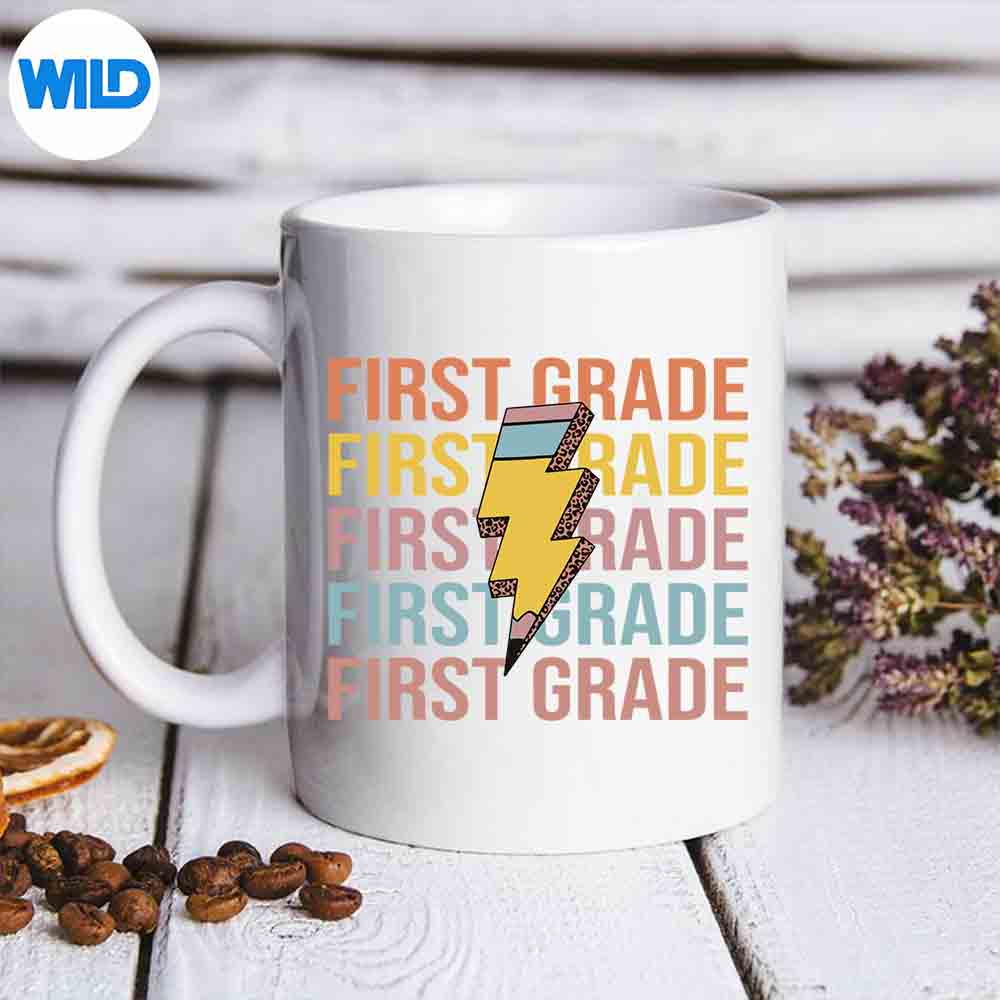 First Grade Teacher Lightning Pencil Bolt Back To School PNG SVG for Cricut