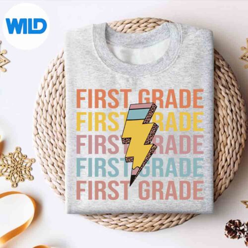 First Grade Teacher Lightning Pencil Bolt Back To School PNG SVG for Cricut 4 FirstGradeTeacherLightningPencilBoltBackToSchoolsweater