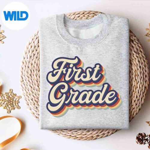 First Grade Teacher Retro Vintage Grade Teacher Team Digital Design 4 FirstGradeTeacherRetroVintageGradeTeacherTeamsweater
