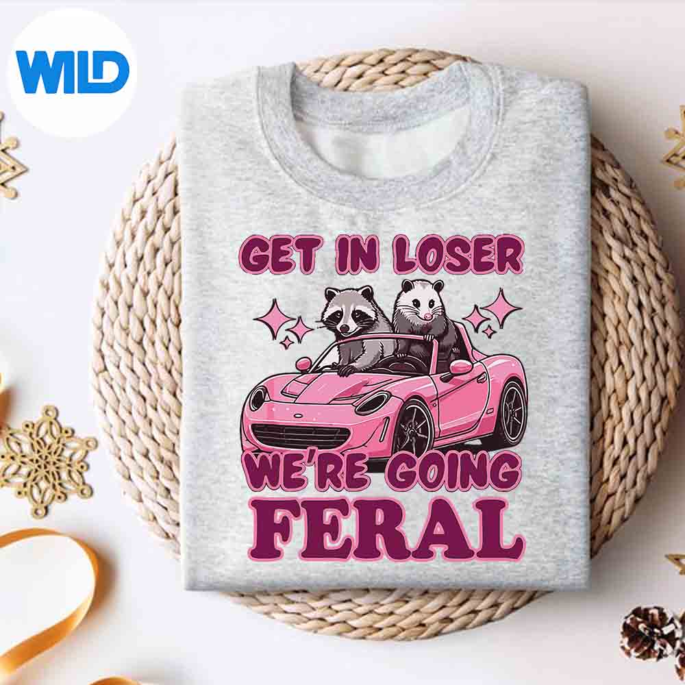 Alternative view of Get In Loser Were Going Feral Raccoon Opossum Meme SVG Cut File