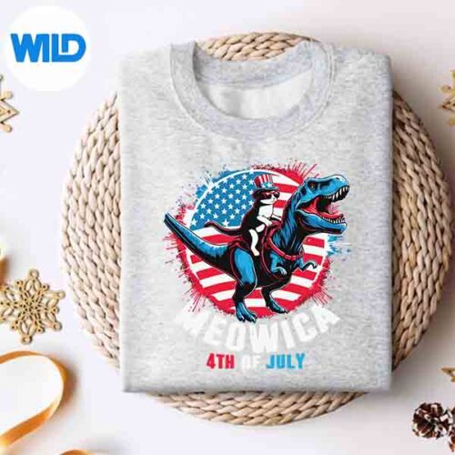 Meowica 4th Of July Cat Riding T Rex Dinosaur Usa Patriotic SVG PNG 4 Meowica4thOfJulyCatRidingTRexDinosaurUsaPatrioticsweater