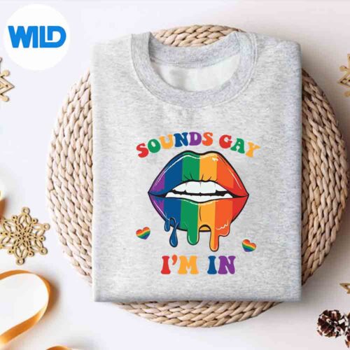 Sounds Gay Im In Rainbow Colors Pride Month Dripping Lips Vector Design 4 SoundsGayImInRainbowColorsPrideMonthDrippingLipssweater