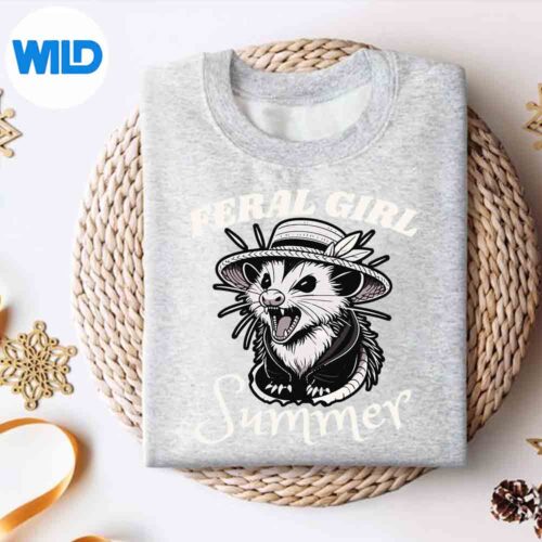 VintageFeralGirlSummerFloralPossumOpossumRacoonsweater
