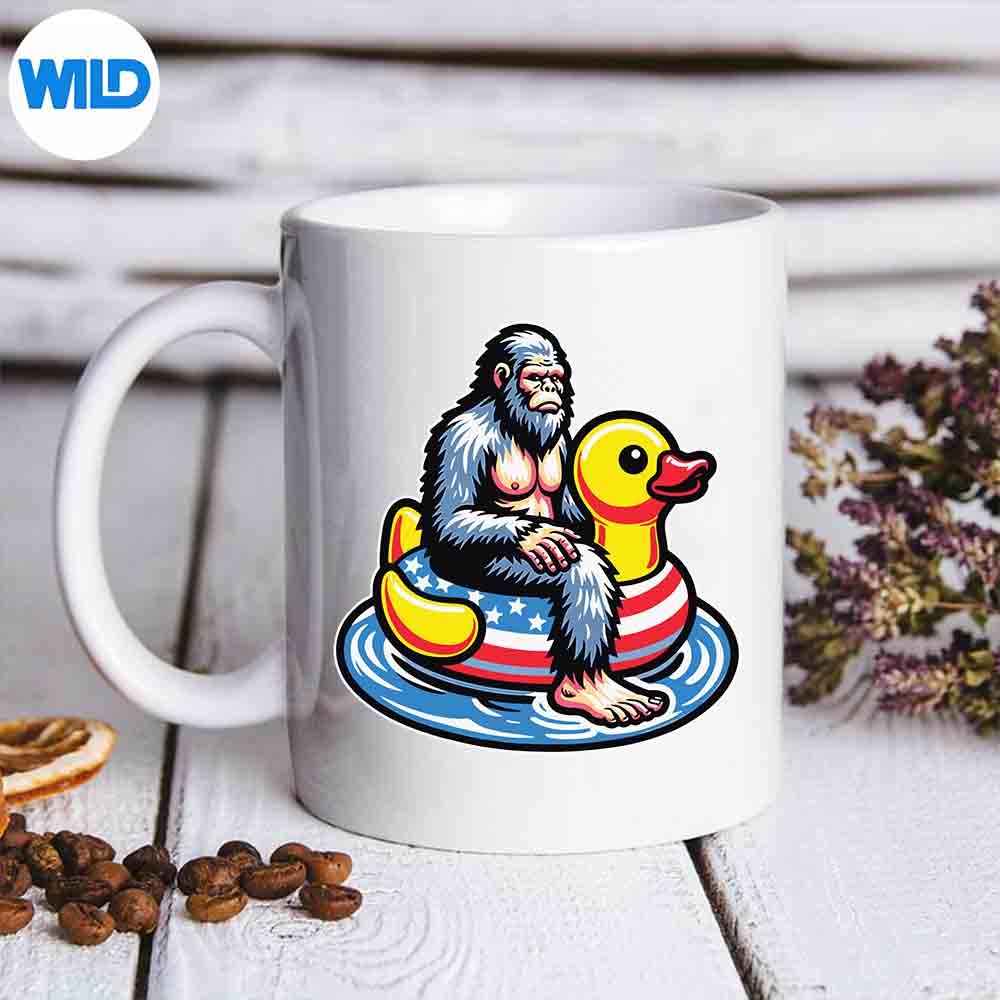 Bigfoot Sasquatch Duck Pool Party Float American Flag Silhouette SVG PNG Cut File 7 BigfootSasquatchDuckPoolPartyFloatAmericanFlagmug