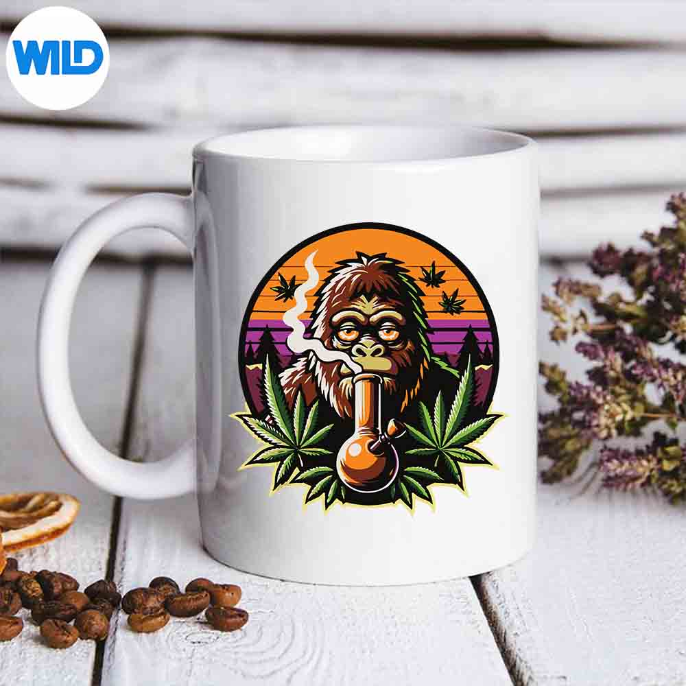 ChillBigfootSunsetCannabisMarijuanaHempWeedLeafmug
