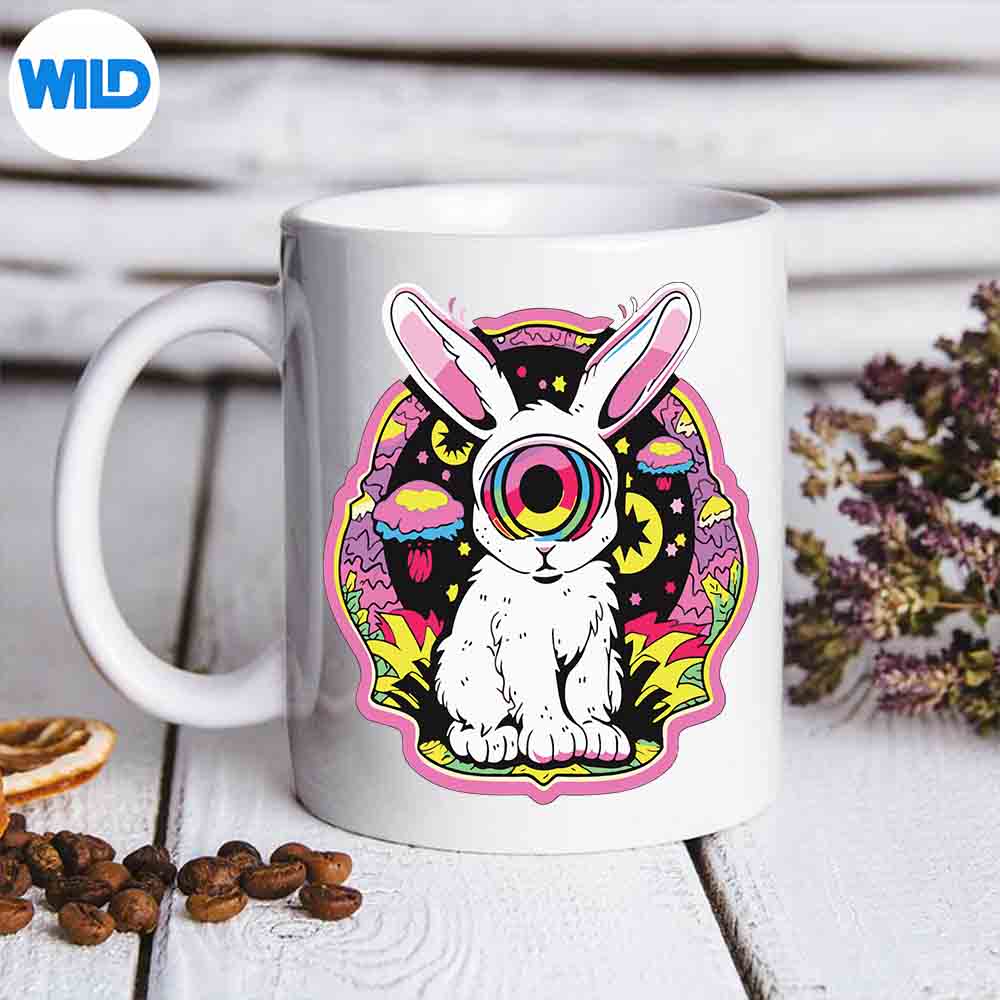 EdmRavePsychedelicRabbitMushroomArtTrippyPartymug