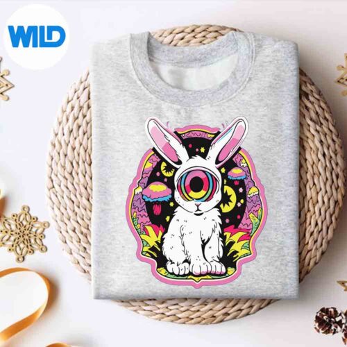 EdmRavePsychedelicRabbitMushroomArtTrippyPartysweater