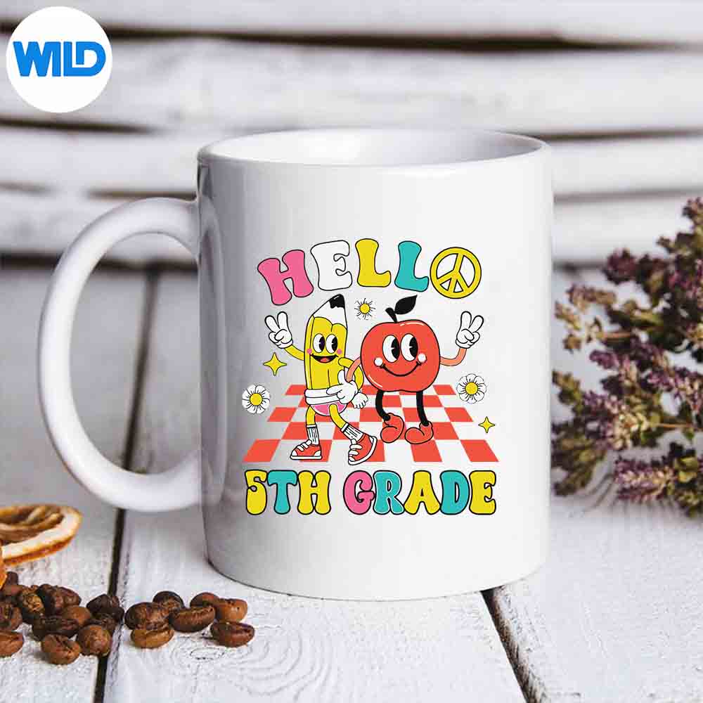 Retro Groovy Hello Grade Back To School Grade Vibes PNG SVG for Cricut