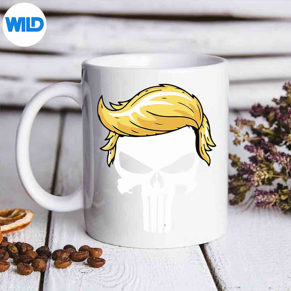 SkullWithIconicTrumpHairPresidentSupportermug
