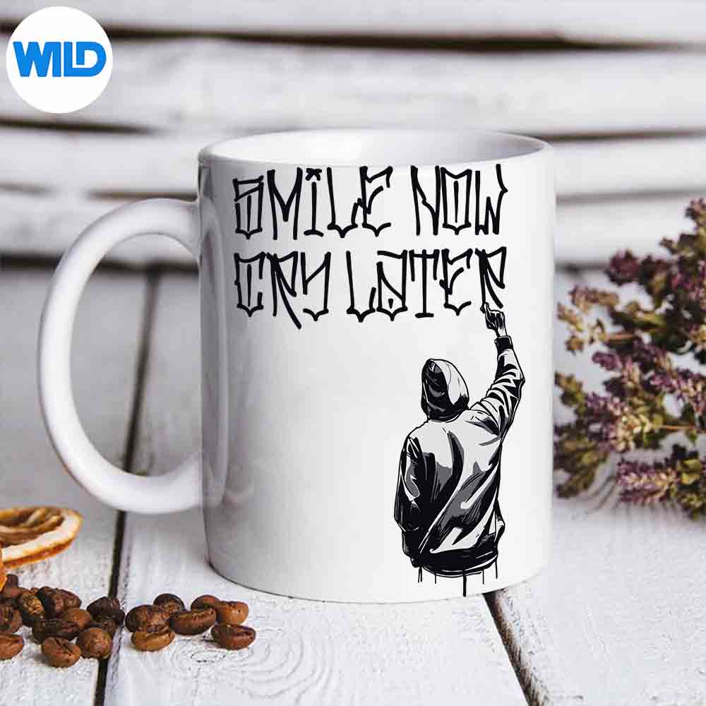 SmileNowCryLaterCholoCalligraphyGraffitiChicanoArtmug