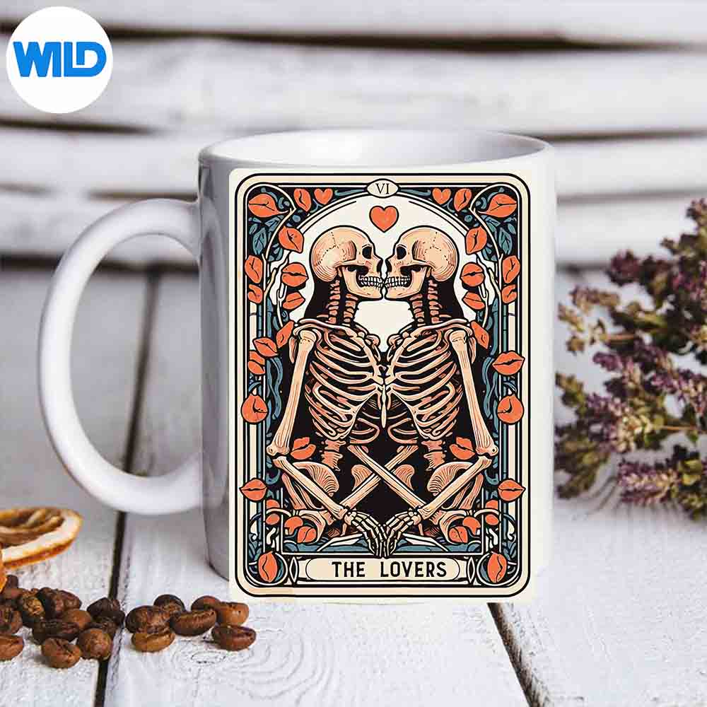TheLoversTarotCardSkeletonGothHalloweenmug