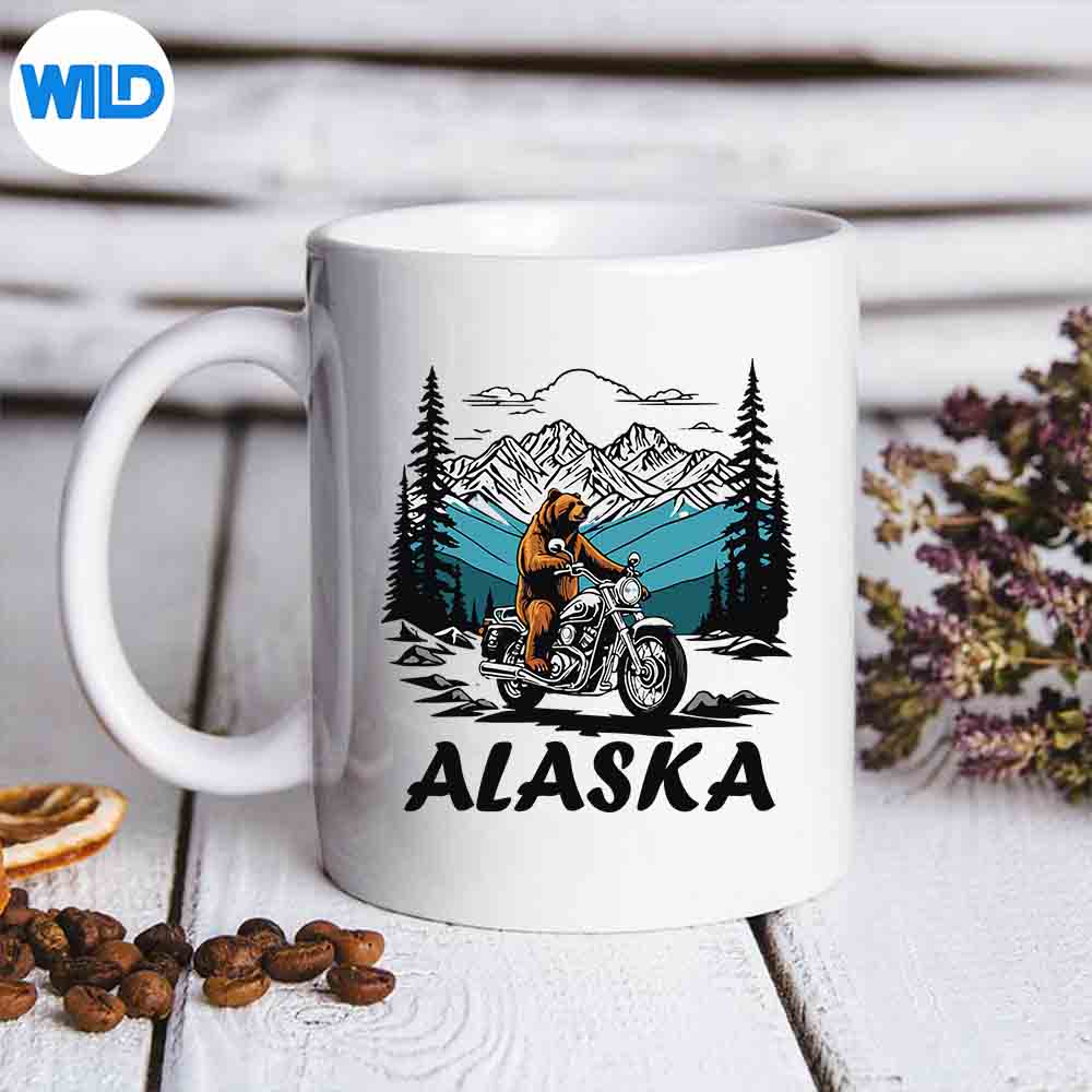 AlaskaUsaRetroMotorcycleBearDistressedmug