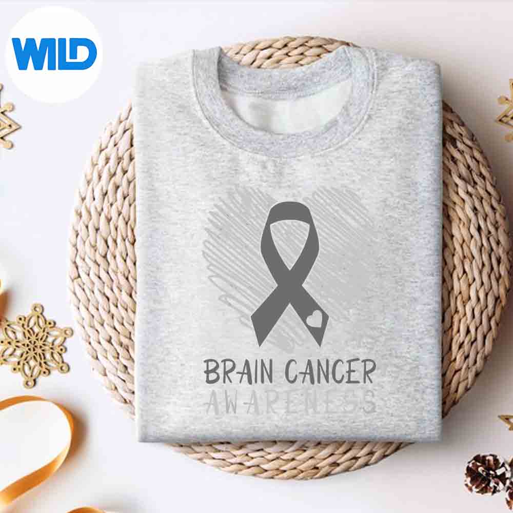 Alternative view of Brain Cancer Awareness Brain Tumor Gray Ribbon SVG PNG Download