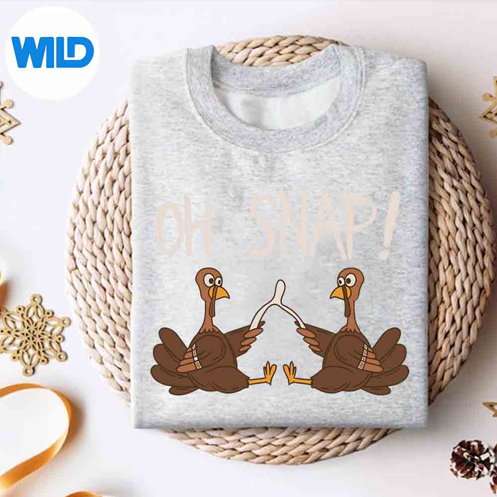 Cool Oh Snap Turkey With Wishbone Thanksgiving Positive Cute Digital Design 2 Cool Oh Snap Turkey With Wishbone Thanksgiving Positive Cute Digital Design - Image 2