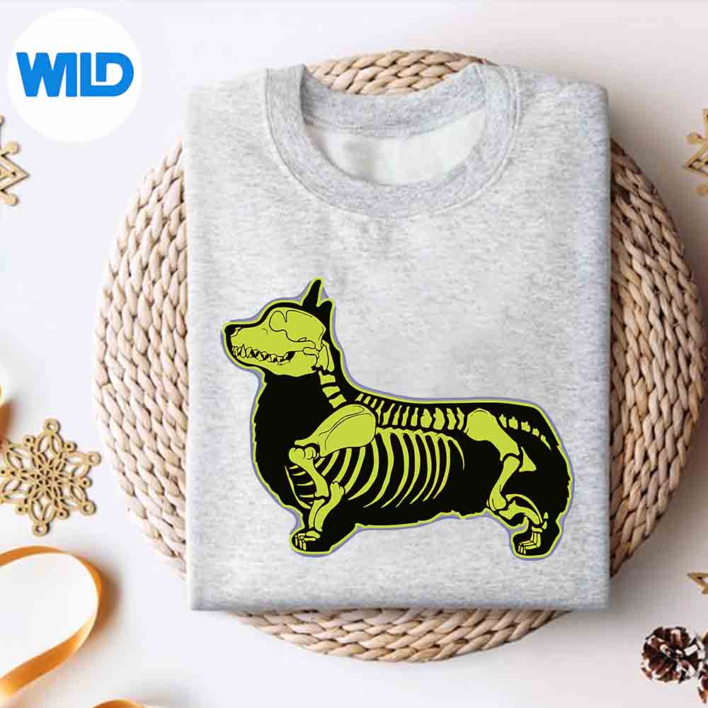 Alternative view of Corgi Skeleton Halloween Dog Lovers Rib Cage Xray SVG PNG Digital Download