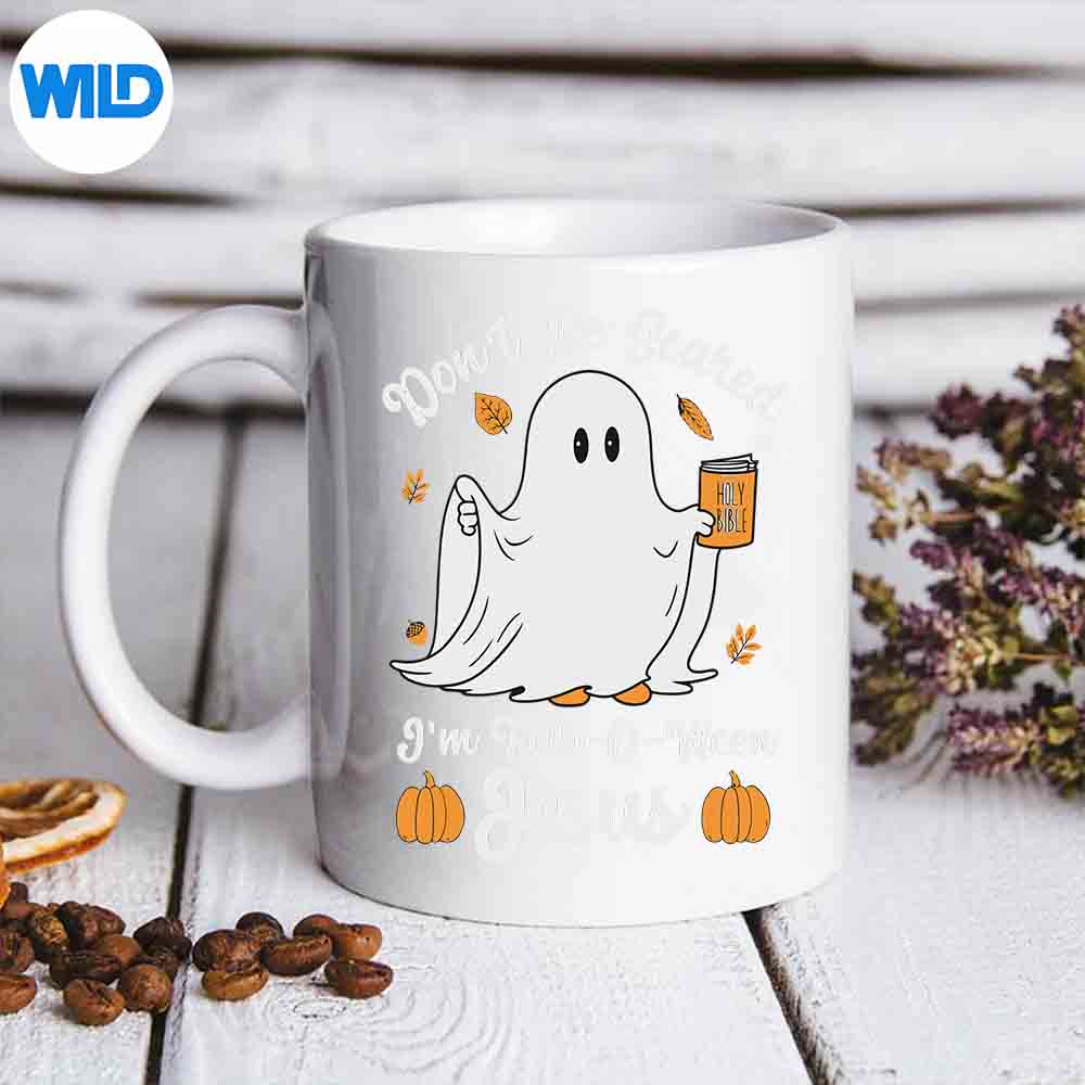 CuteGhostChristianHalloweenFalloweenJesusPumpkinmug