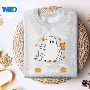Cute Ghost Christian Halloween Falloween Jesus Pumpkin Digital Design 4 CuteGhostChristianHalloweenFalloweenJesusPumpkinsweater