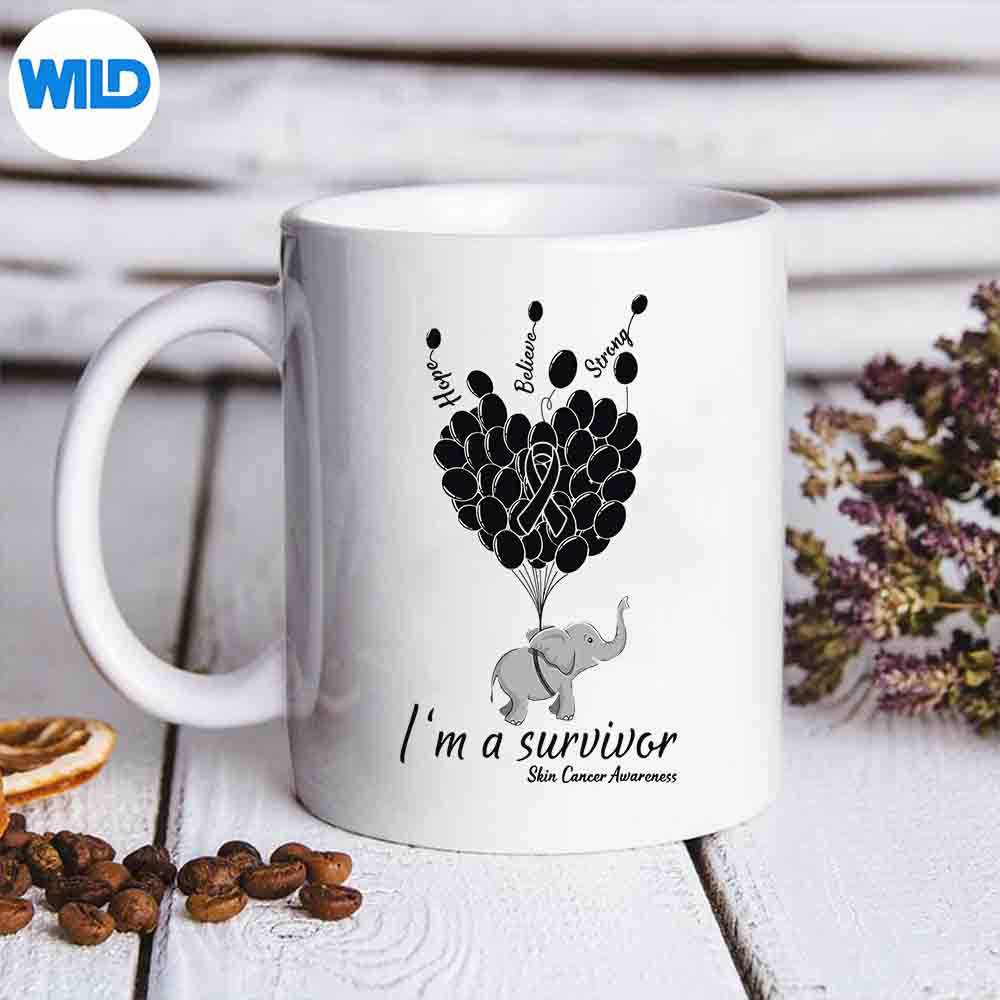 Elephant Im A Survivor Heart Skin Cancer Awareness Silhouette SVG PNG Cut File