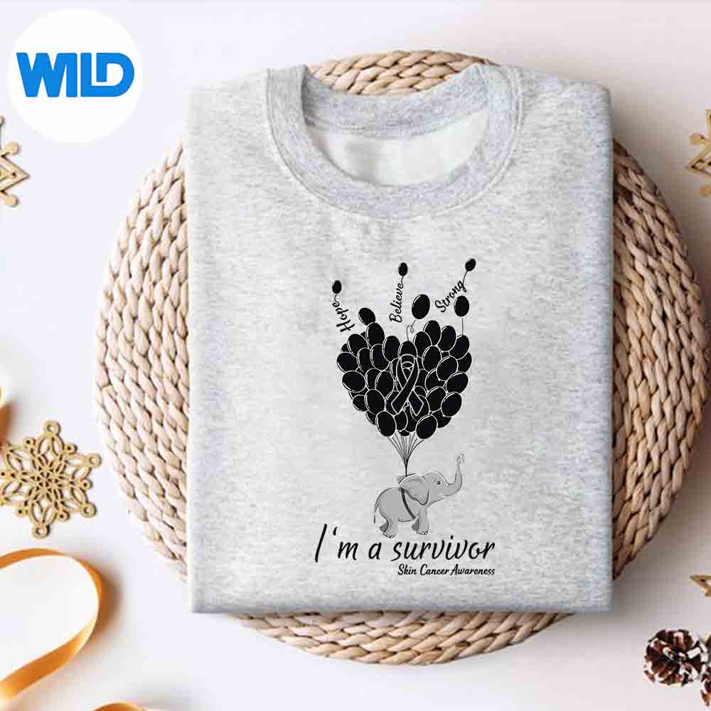 Alternative view of Elephant Im A Survivor Heart Skin Cancer Awareness Silhouette SVG PNG Cut File