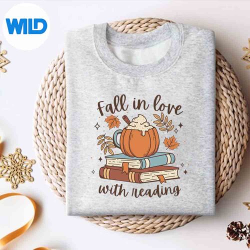 Fall In Love With Reading Autumn Librarian Cute Book Lover Cut File 4 FallInLoveWithReadingAutumnLibrarianCuteBookLoversweater