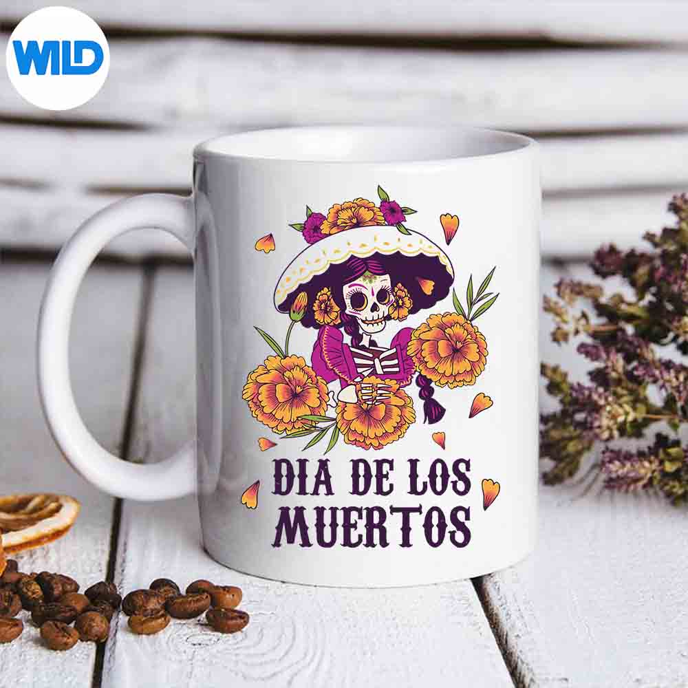 Floral Woman Sugar Skull Dia De Los Muertos Mexican Calavera Vector Design 6