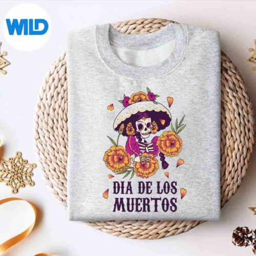 Floral Woman Sugar Skull Dia De Los Muertos Mexican Calavera Vector Design 4 FloralWomanSugarSkullDiaDeLosMuertosMexicanCalaverasweater
