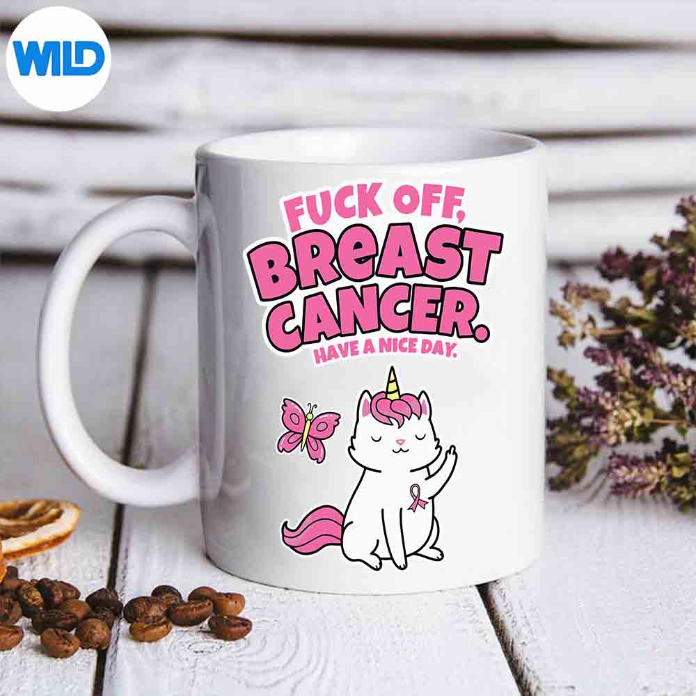 Fuck Off Breast Cancer Unicorn Cat Butterfly Quote PNG SVG for Cricut