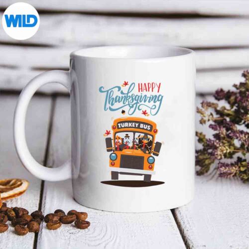 Happy Thanksgiving Fall Turkey Thankful School Bus Driver Silhouette SVG PNG