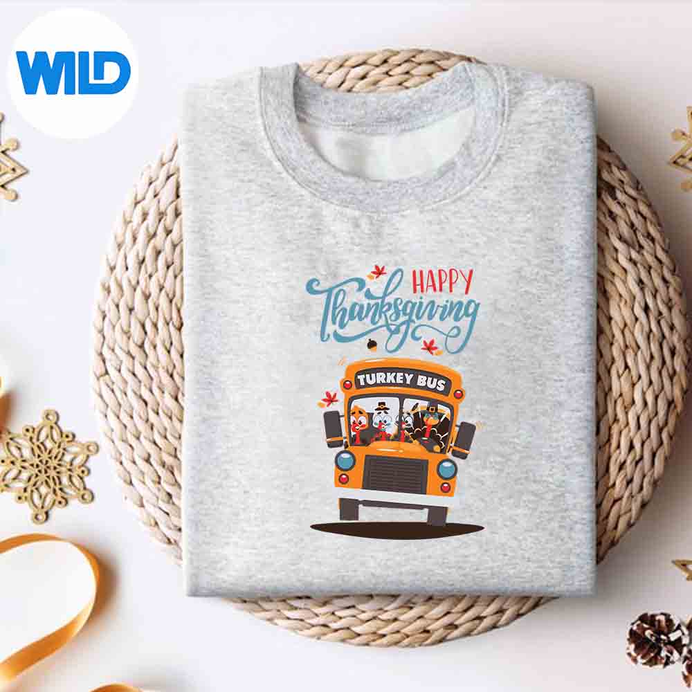 Alternative view of Happy Thanksgiving Fall Turkey Thankful School Bus Driver Silhouette SVG PNG