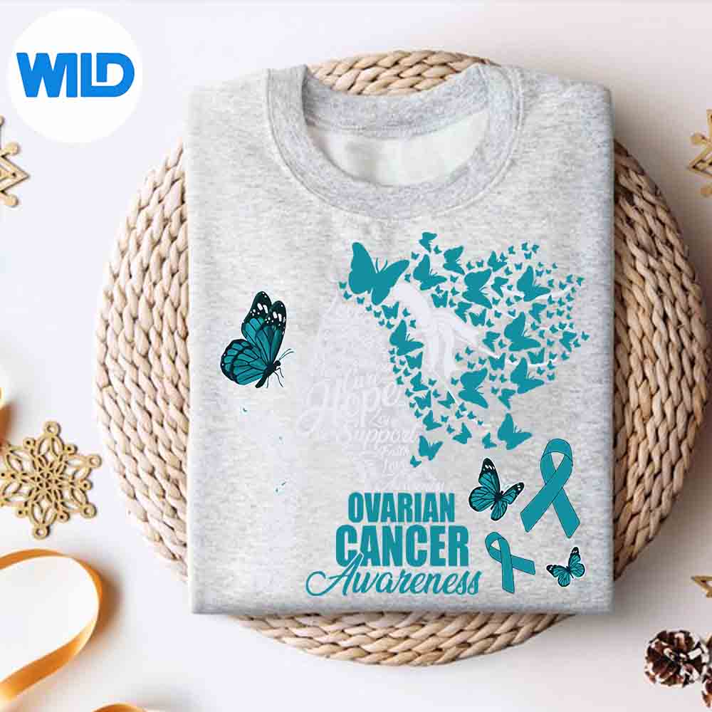 Alternative view of Hope Love Cure Ovarian Cancer Awareness Butterfly Hair Cut File