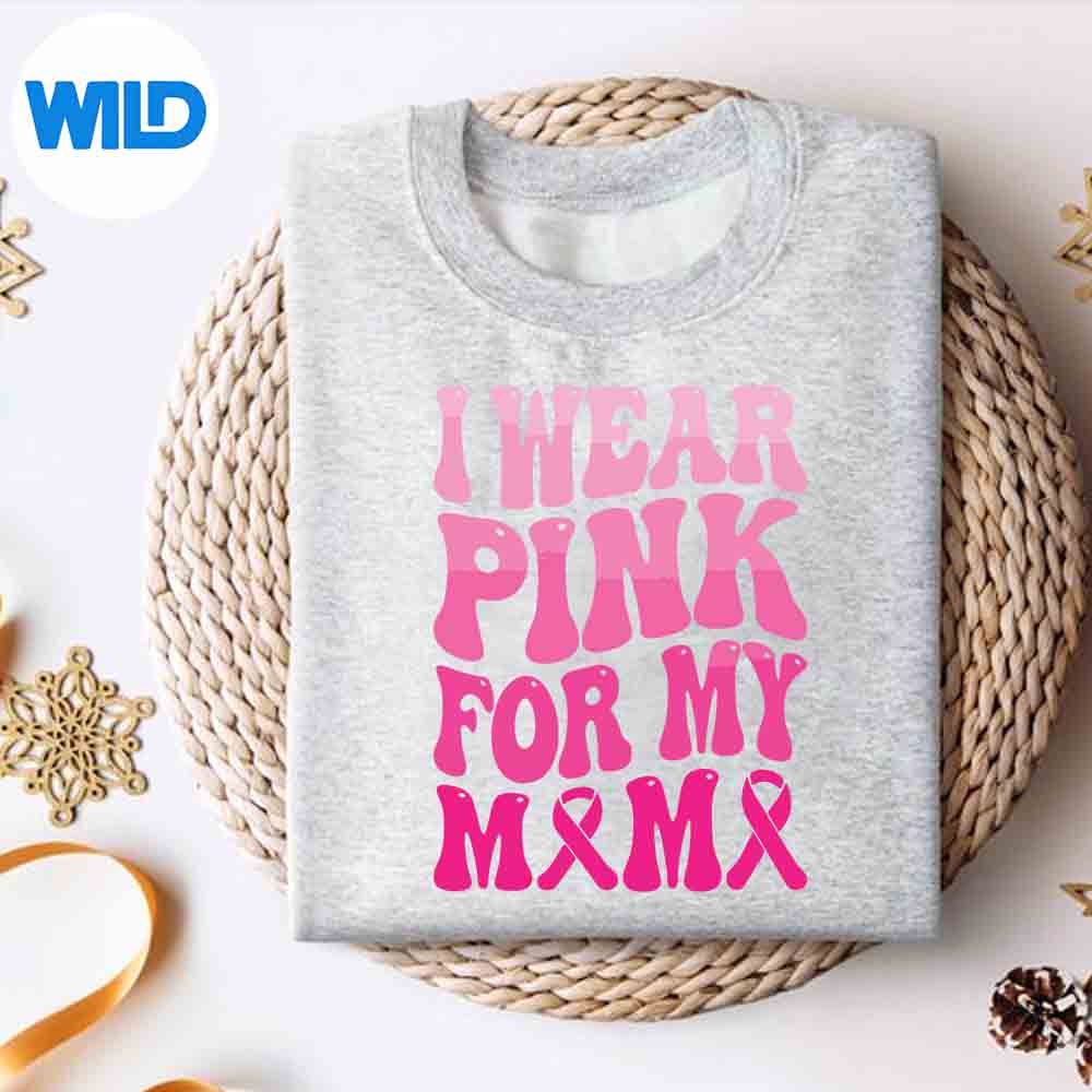 Alternative view of I Wear Pink For My Mama Breast Cancer Support Squad Ribbon SVG PNG