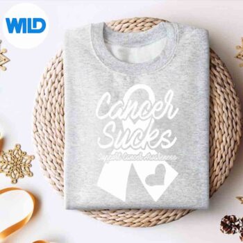 Lung Cancer Sucks White Support Ribbon Digital Design 4 LungCancerSucksWhiteSupportRibbonsweater
