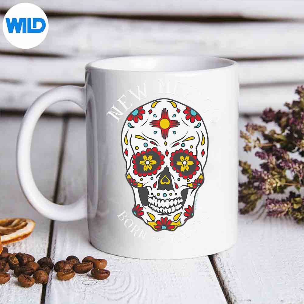 New Mexico Born And Raised Zia Symbol Sugar Skull SVG PNG 7