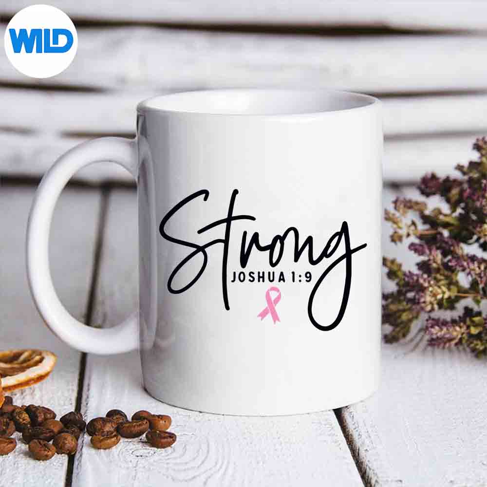 Strong Joshua Breast Cancer Support Survivor Pink Ribbon Silhouette SVG PNG Cut File